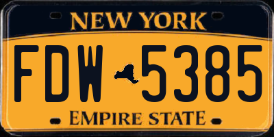 NY license plate FDW5385