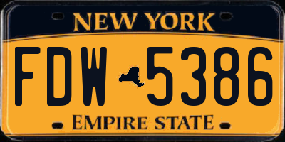 NY license plate FDW5386