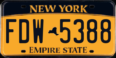 NY license plate FDW5388