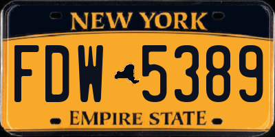 NY license plate FDW5389