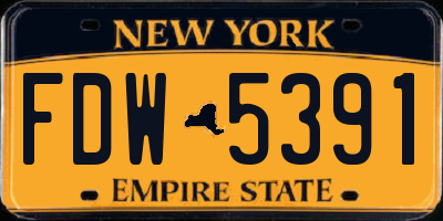 NY license plate FDW5391