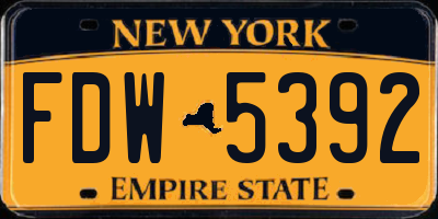 NY license plate FDW5392