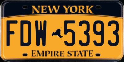 NY license plate FDW5393
