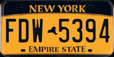 NY license plate FDW5394