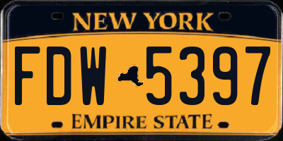 NY license plate FDW5397