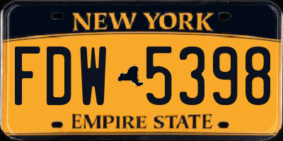 NY license plate FDW5398