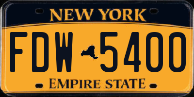 NY license plate FDW5400