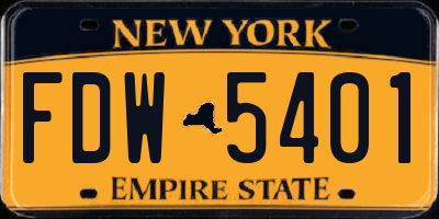 NY license plate FDW5401