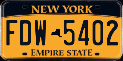 NY license plate FDW5402