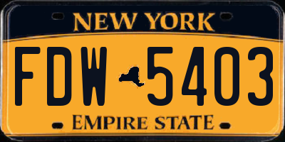 NY license plate FDW5403