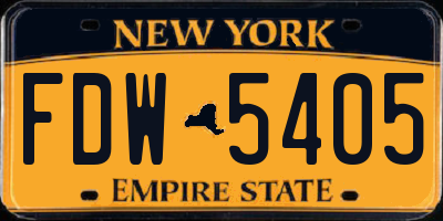 NY license plate FDW5405