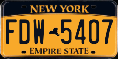 NY license plate FDW5407