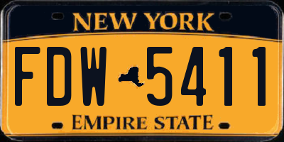 NY license plate FDW5411