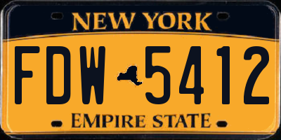 NY license plate FDW5412