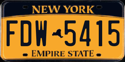 NY license plate FDW5415