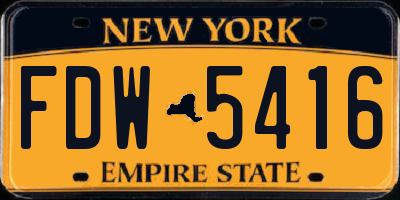 NY license plate FDW5416