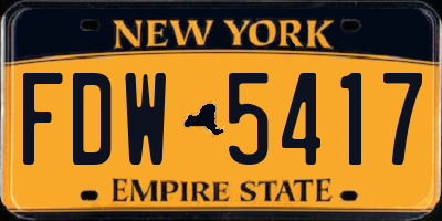 NY license plate FDW5417