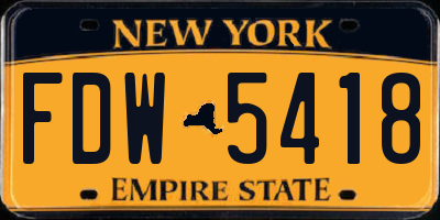 NY license plate FDW5418