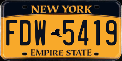 NY license plate FDW5419