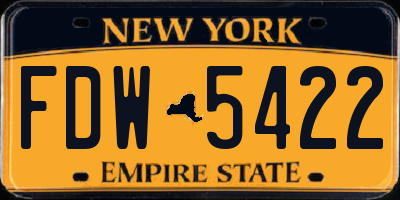 NY license plate FDW5422