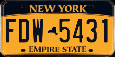 NY license plate FDW5431