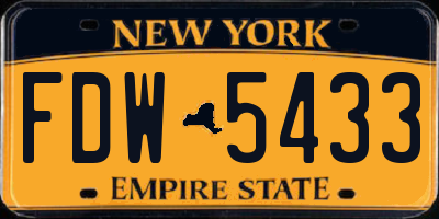 NY license plate FDW5433