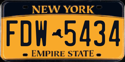 NY license plate FDW5434