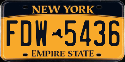 NY license plate FDW5436
