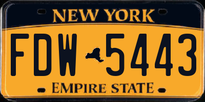 NY license plate FDW5443