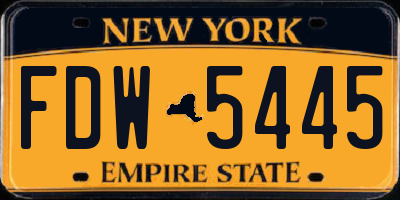 NY license plate FDW5445