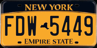 NY license plate FDW5449