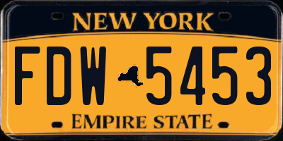 NY license plate FDW5453
