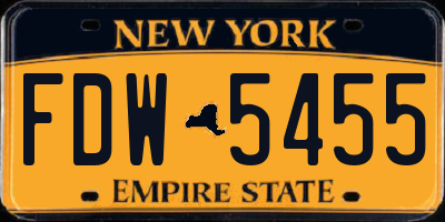NY license plate FDW5455