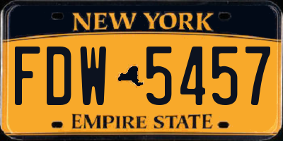 NY license plate FDW5457