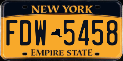 NY license plate FDW5458