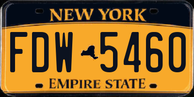NY license plate FDW5460