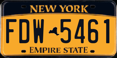 NY license plate FDW5461