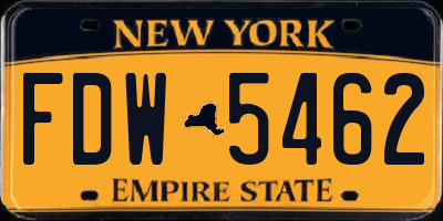 NY license plate FDW5462