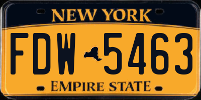 NY license plate FDW5463