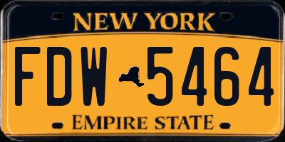 NY license plate FDW5464