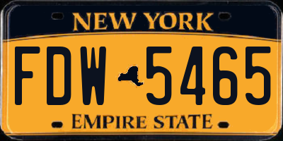 NY license plate FDW5465