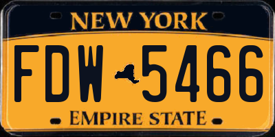 NY license plate FDW5466