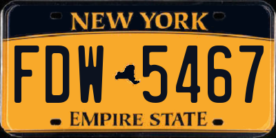 NY license plate FDW5467