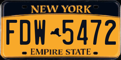 NY license plate FDW5472