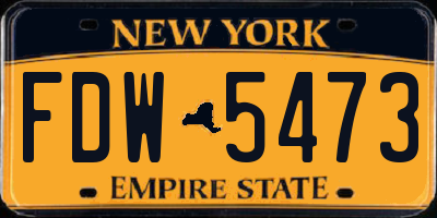 NY license plate FDW5473
