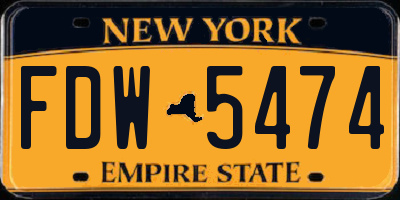 NY license plate FDW5474