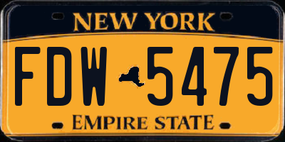 NY license plate FDW5475