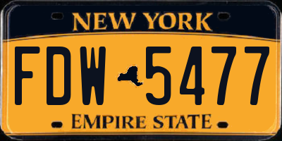 NY license plate FDW5477