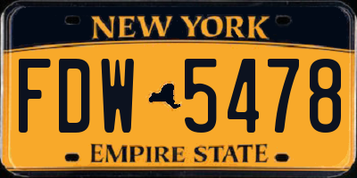 NY license plate FDW5478