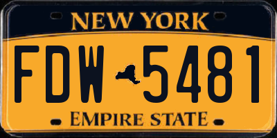 NY license plate FDW5481
